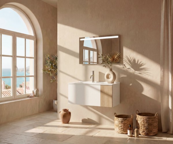 Pack YVOIRE + lavabo + espejo LED 2