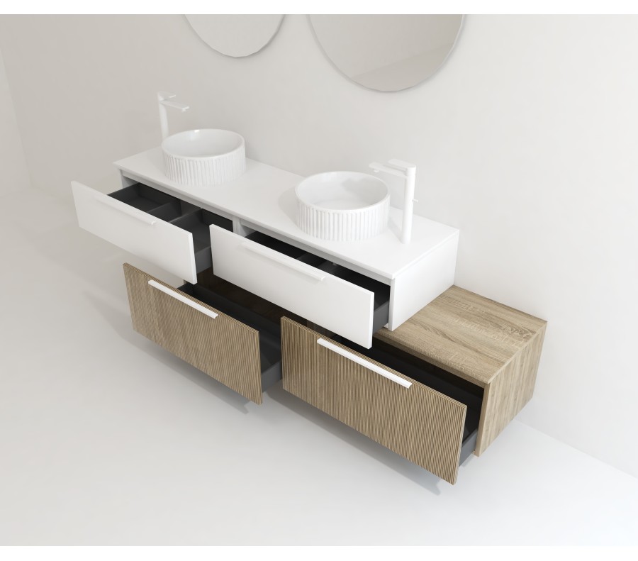 Pack LOUVIERS + lavabo estriado + espejo circular