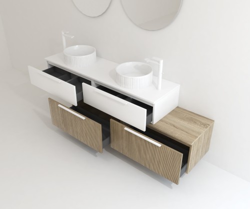 Pack LOUVIERS + lavabo estriado + espejo circular