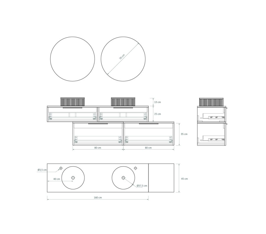Pack LOUVIERS + lavabo estriado + espejo circular