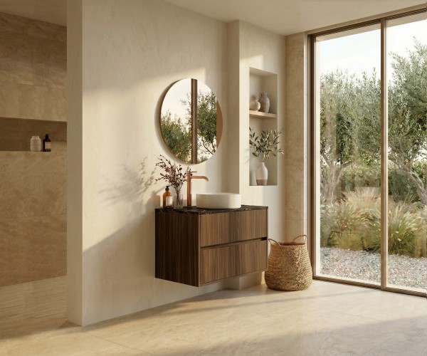 Pack SASSIÈRE + encimera Dekton + lavabo + espejo redondo