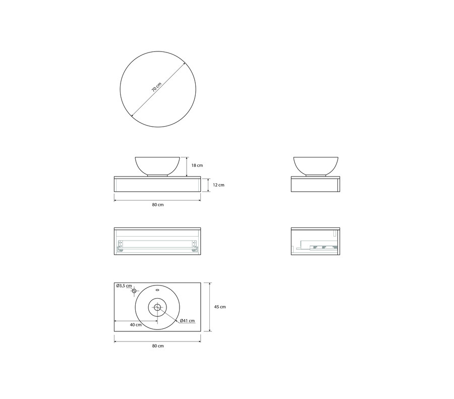 Pack CLERMONT + lavabo + espejo circular