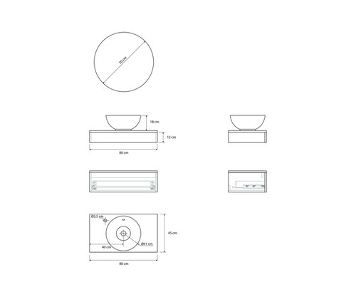 Pack CLERMONT + lavabo + espejo circular