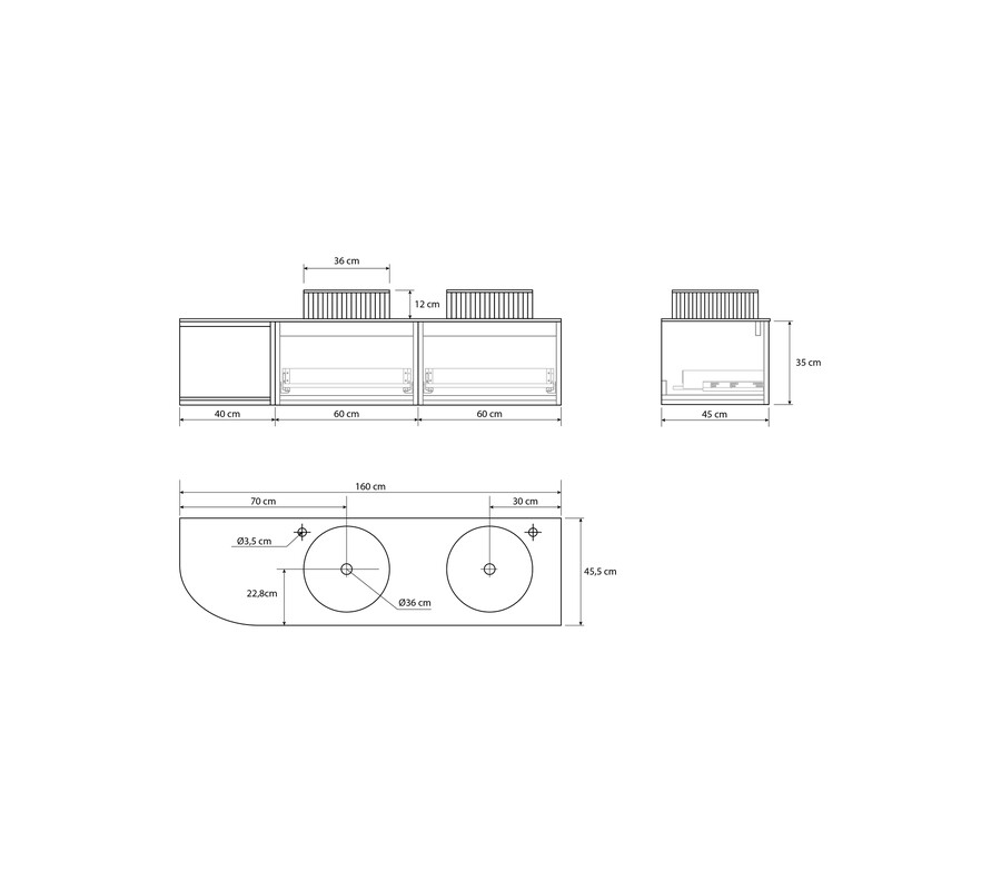 Pack CASSIS + encimera Dekton + lavabo estriado