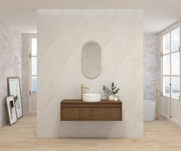 Pack LUBÉRON  + lavabo + espejo circular 2