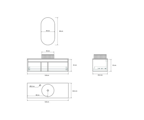 Pack LUBÉRON  + lavabo + espejo circular