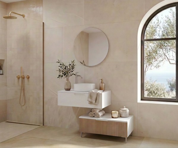 Pack CANTAL + lavabo + espejo circular
