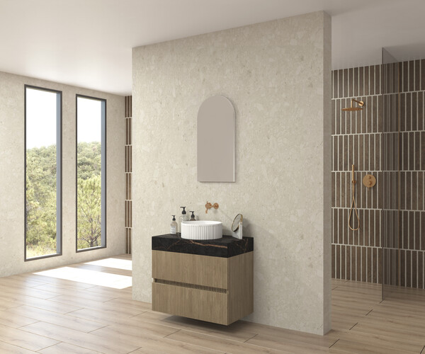 Pack LAUZERTE encimera Dekton + lavabo estriado + espejo alma 2