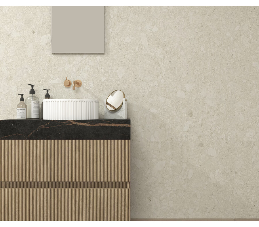 Pack LAUZERTE encimera Dekton + lavabo estriado + espejo alma