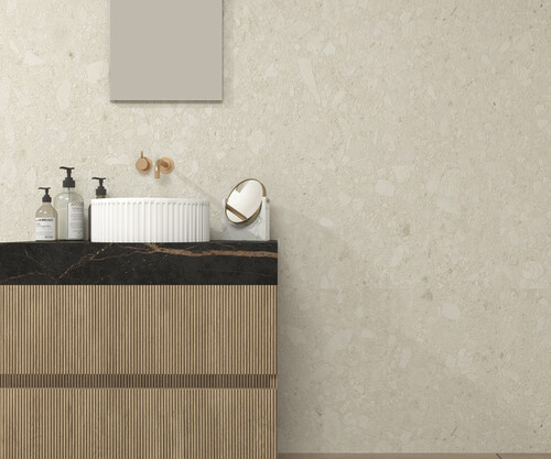 Pack LAUZERTE encimera Dekton + lavabo estriado + espejo alma