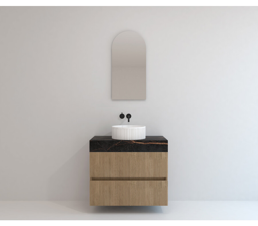 Pack LAUZERTE encimera Dekton + lavabo estriado + espejo alma