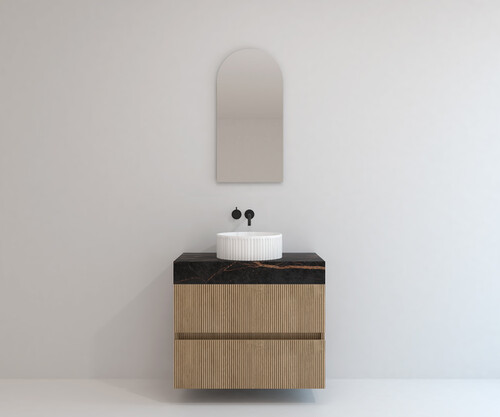 Pack LAUZERTE encimera Dekton + lavabo estriado + espejo alma
