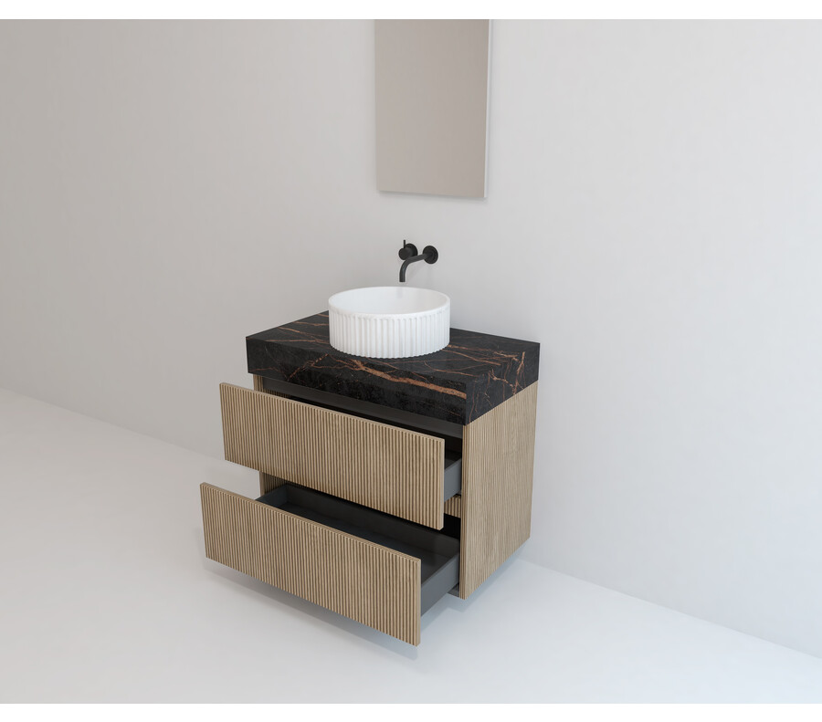 Pack LAUZERTE encimera Dekton + lavabo estriado + espejo alma