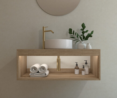 Pack ISÈRE + lavabo + espejo circular