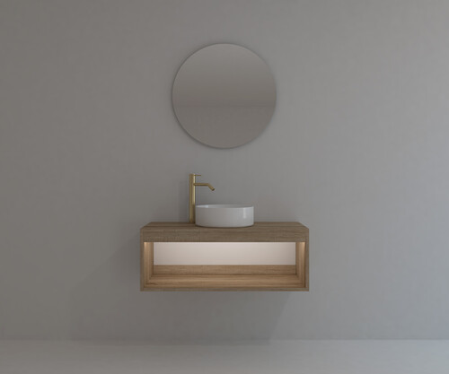 Pack ISÈRE + lavabo + espejo circular