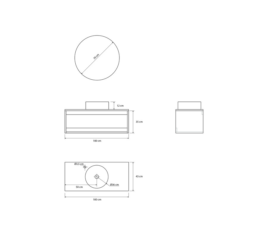 Pack ISÈRE + lavabo + espejo circular