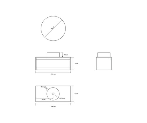 Pack ISÈRE + lavabo + espejo circular