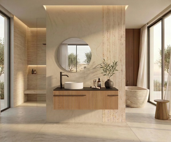Pack VOUGLANS + lavabo + espejo redondo