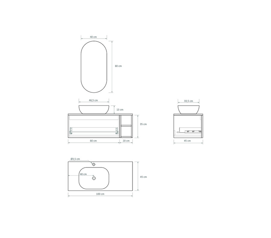 Pack BETTON + lavabo + espejo cápsula retro