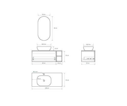 Pack BETTON + lavabo + espejo cápsula retro