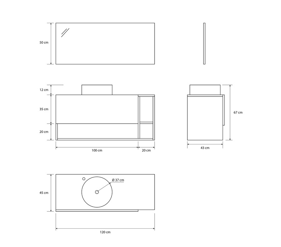 Pack ALPES + lavabo + espejo LED