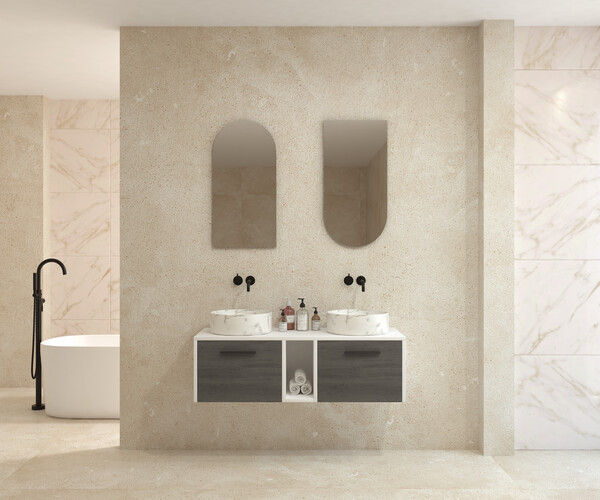 Pack ARNEL + lavabo calacatta + espejo semi-cápsula 2