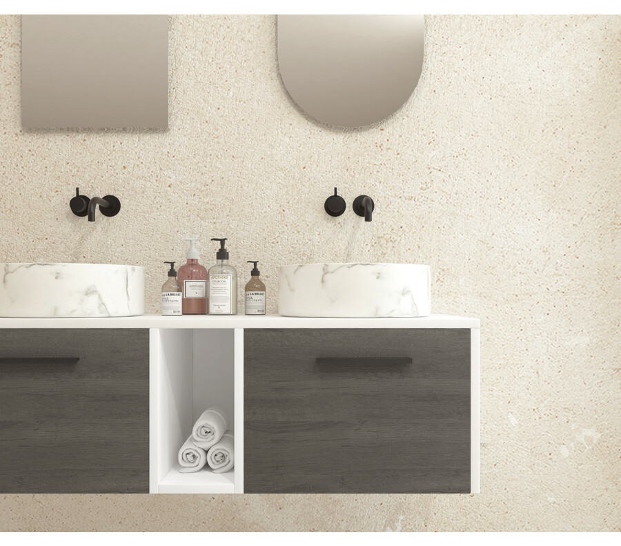 Pack ARNEL + lavabo calacatta + espejo semi-cápsula