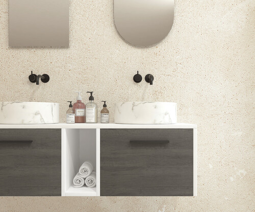 Pack ARNEL + lavabo calacatta + espejo semi-cápsula