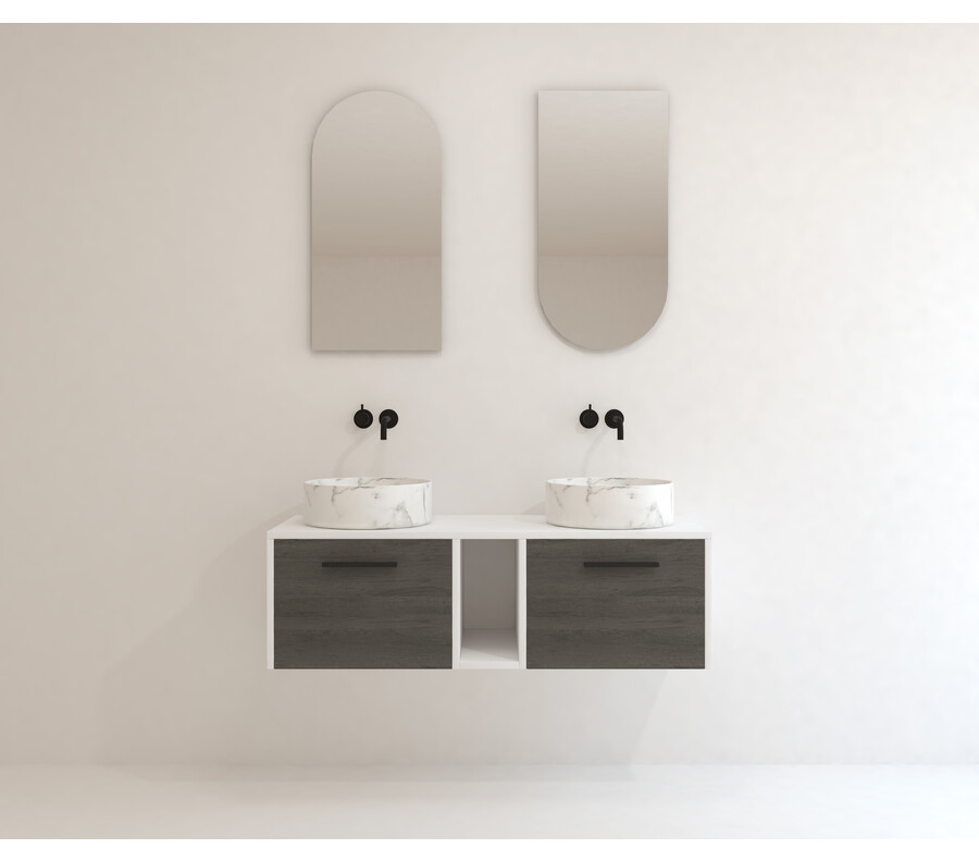 Pack ARNEL + lavabo calacatta + espejo semi-cápsula