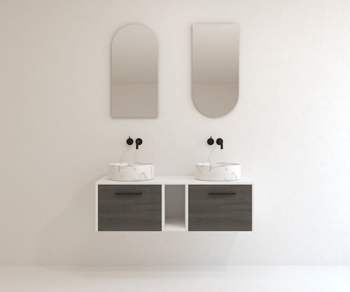 Pack ARNEL + lavabo calacatta + espejo semi-cápsula