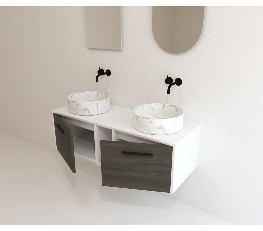 Pack ARNEL + lavabo calacatta + espejo semi-cápsula