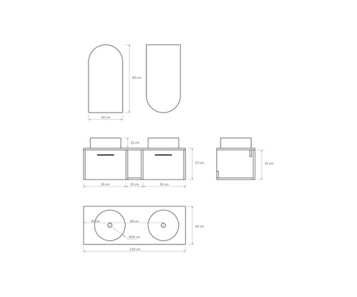 Pack ARNEL + lavabo calacatta + espejo semi-cápsula