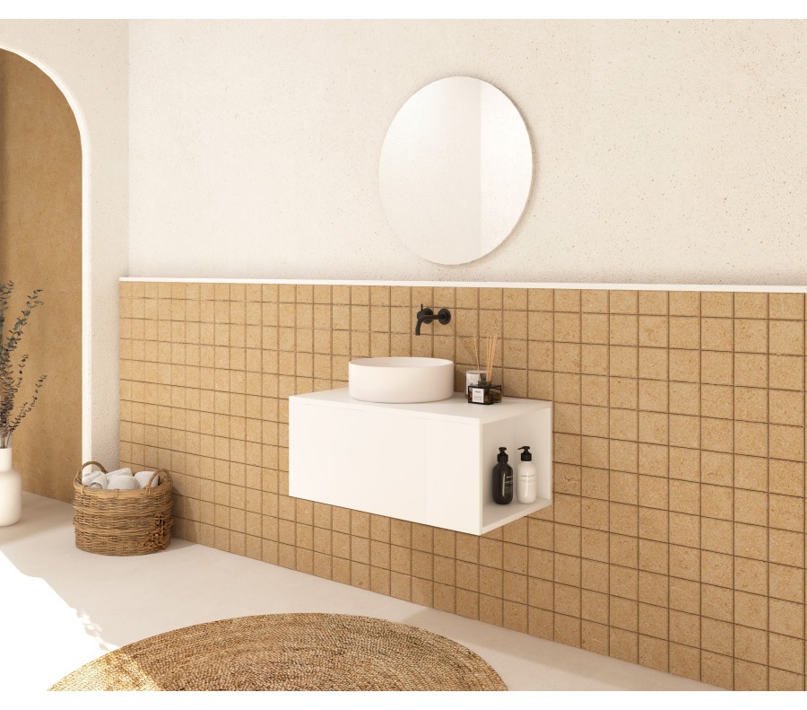 Pack BASTIT 120 cm + lavabo + espejo circular
