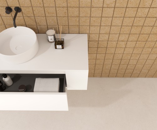 Pack BASTIT 120 cm + lavabo + espejo circular