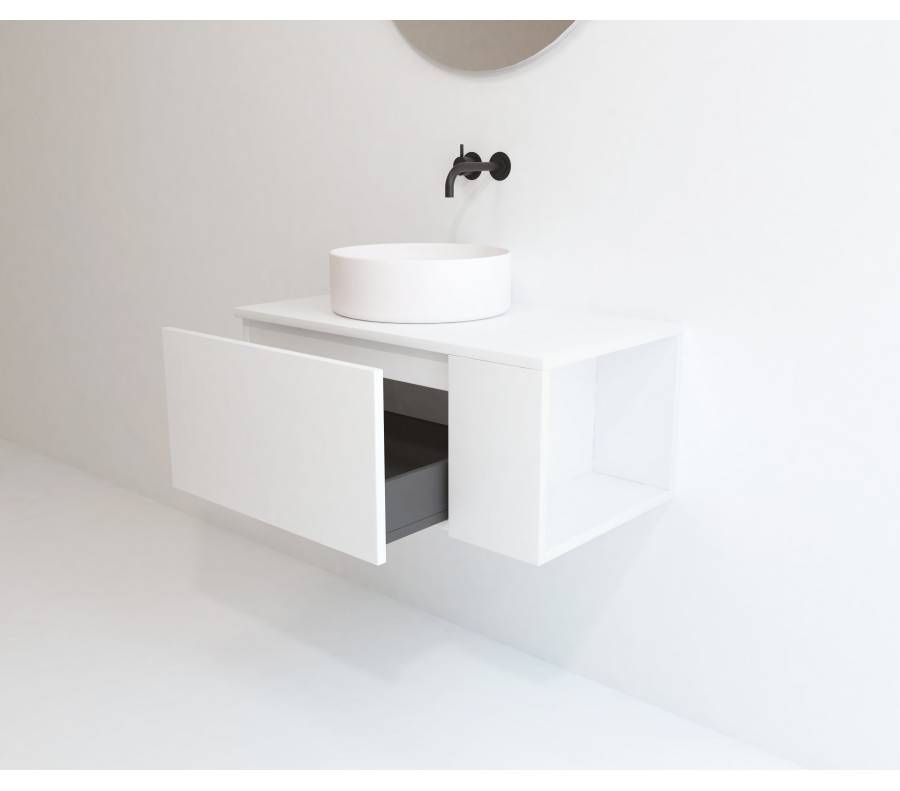 Pack BASTIT 120 cm + lavabo + espejo circular