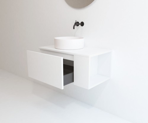 Pack BASTIT 120 cm + lavabo + espejo circular