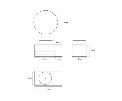 Pack BASTIT 120 cm + lavabo + espejo circular