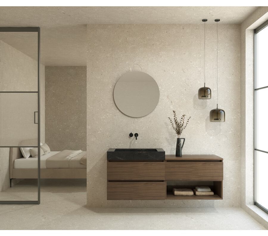 Pack BELCASTEL + lavabo Dekton + espejo circular