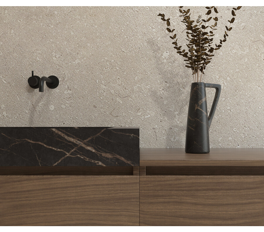 Pack BELCASTEL + lavabo Dekton + espejo circular