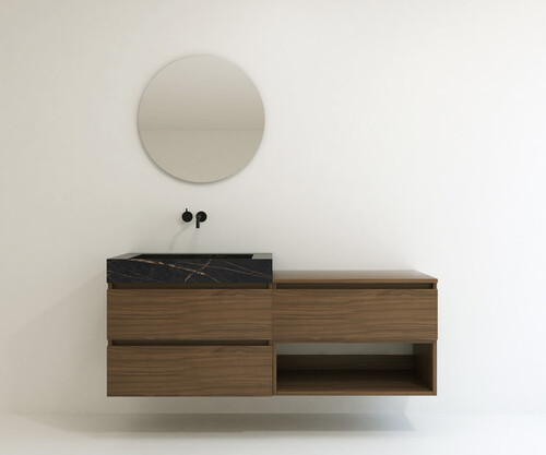 Pack BELCASTEL + lavabo Dekton + espejo circular