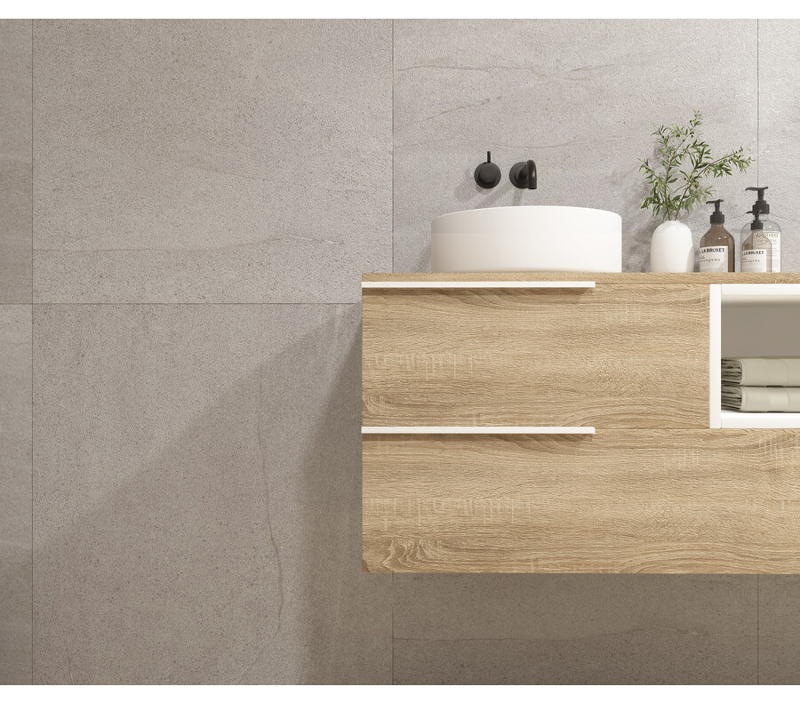 Pack BIGORRE + lavabo blanco brillo + espejo circular