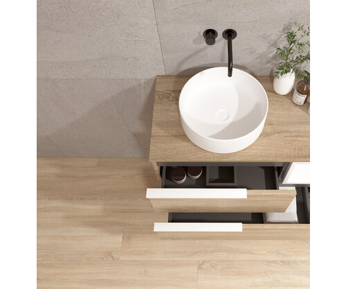 Pack BIGORRE + lavabo blanco brillo + espejo circular