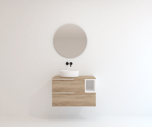 Pack BIGORRE + lavabo blanco brillo + espejo circular