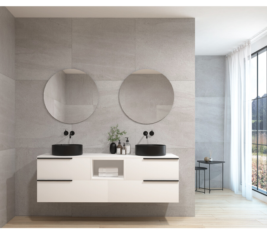 Pack BIGORRE + lavabo negro + espejo circular
