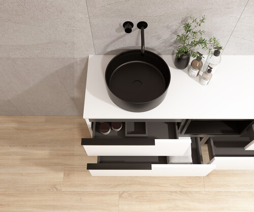 Pack BIGORRE + lavabo negro + espejo circular
