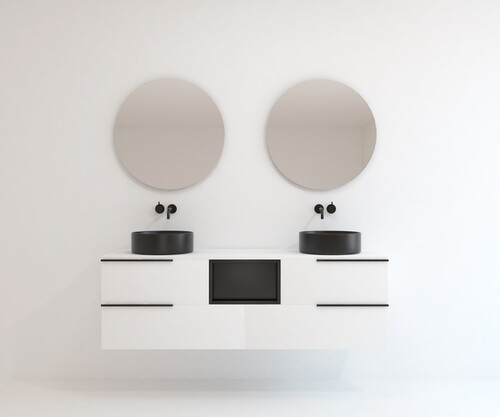 Pack BIGORRE + lavabo negro + espejo circular
