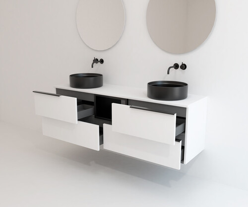 Pack BIGORRE + lavabo negro + espejo circular