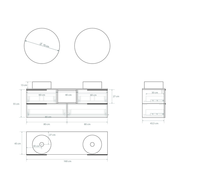 Pack BIGORRE + lavabo negro + espejo circular