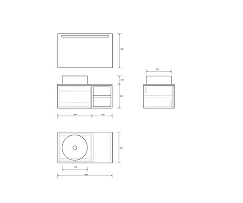 Pack CANIGOU + lavabo + espejo LED