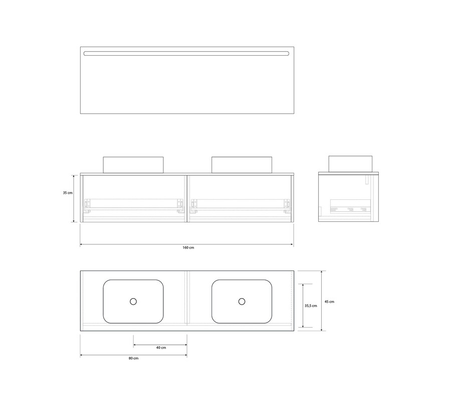 Pack CARCASSONNE blanco + lavabo + espejo LED